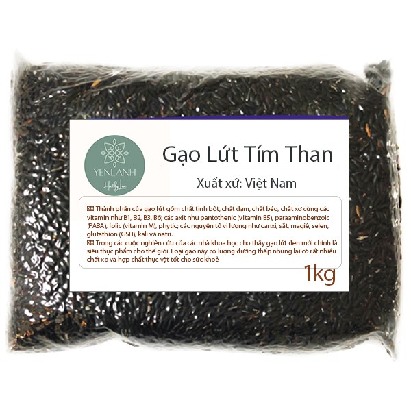 Gạo Lứt Tím Than Gạo Lứt Đen Điện Biên hữu cơ 1kg Yenlanhnatural