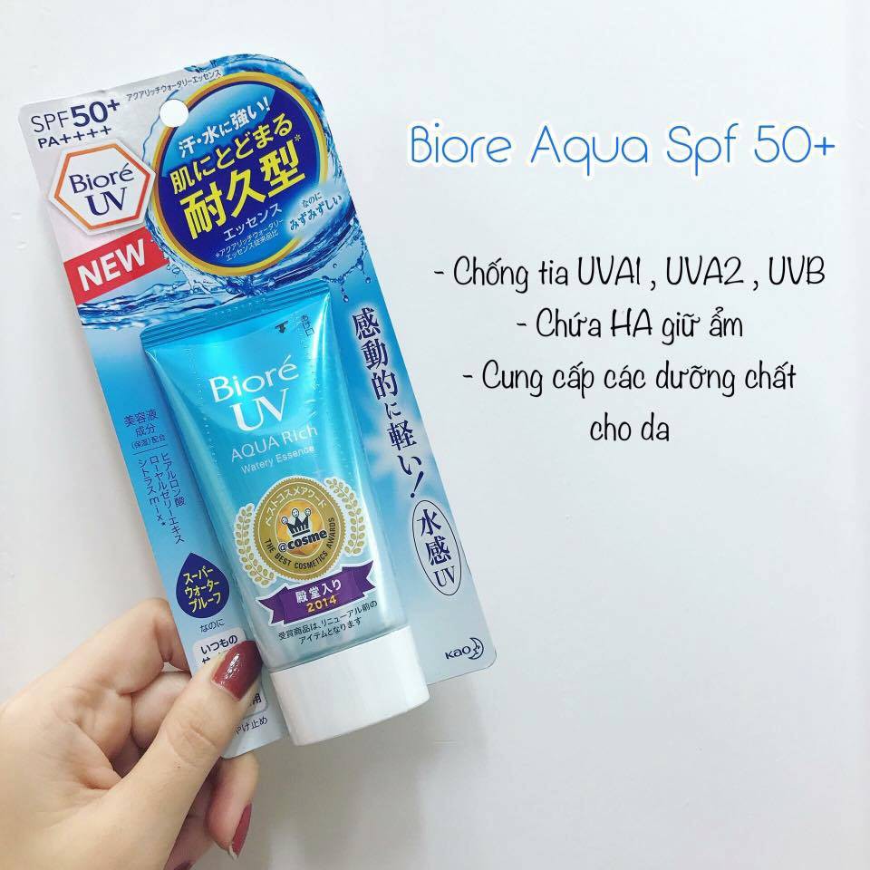 Review kem chống nắng Bioré UV Aqua Rich Watery Essence