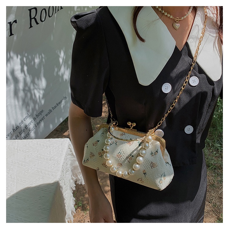 IELGY Lace Pearl Ladies Chain Hand Messenger Bag