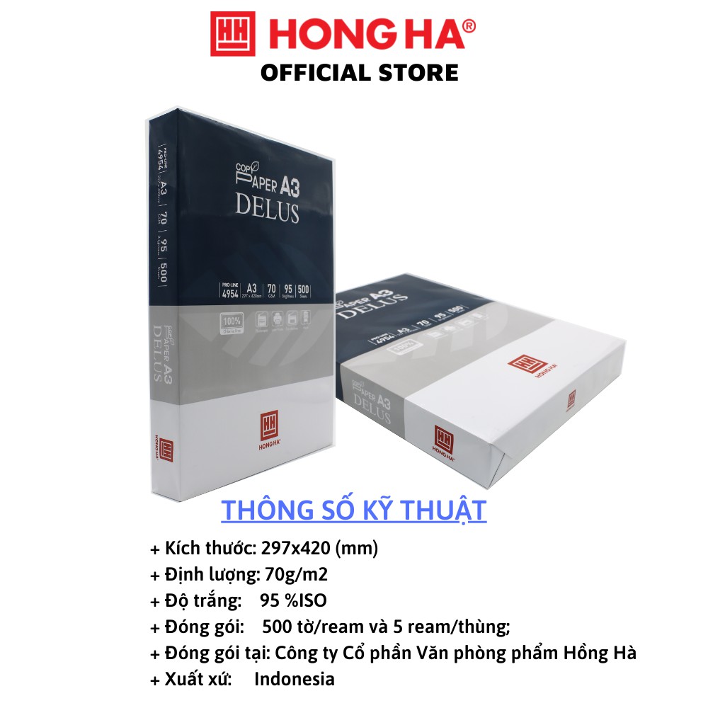 Giấy in A3 Delus Hồng Hà 75gsm 4954