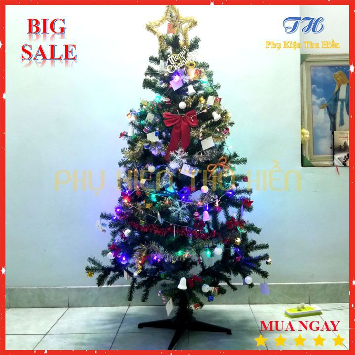 Cây Thông  Noel Cao 1m8 Trang Trí Giáng Sinh Full Đầy Đủ Phụ Kiện