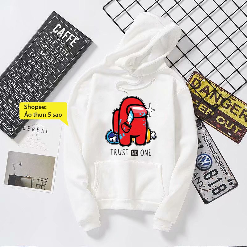 Áo Hoodie Among US [ HÀNG MỚI VỀ ] TRUST NO ONE Có 2 Màu Đen Và Trắng Chất Nỉ Dầy Dặn Hot Trend 2021