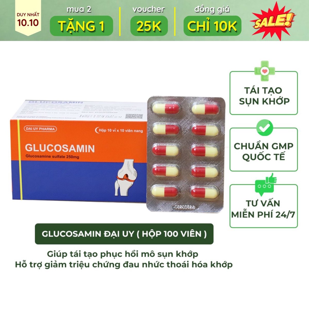 Mã bmlt35 giảm đến 35k đơn 99k glucosamin đại uy - hỗ trợ phục hồi xương - ảnh sản phẩm 1