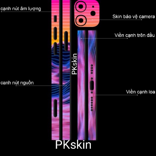 Miếng dán skin 3m viền in hình cho iPhone 12, 12 pro, 12 pro max, 12 mini theo yêu cầu (bộ 2)