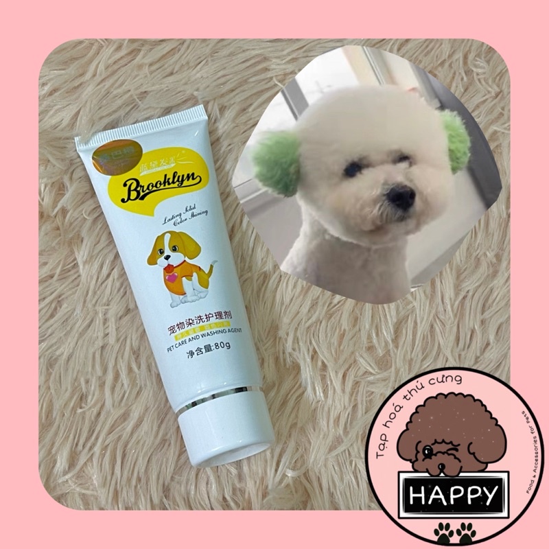 HOẢ TỐC |  Gel nhuộm Brooklyn chó mèo tuýp 80g / Thuốc nhuộm lông thú cưng kem màu hồng xanh đỏ nâu tím vàng cam