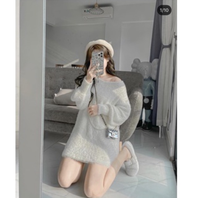 Áo len lông cổ tròn măc đuoc lệch vai | BigBuy360 - bigbuy360.vn