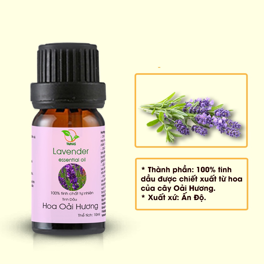 Tinh dầu Oải Hương (Lavender) TAMAS 10ml thơm phòng, thư giãn