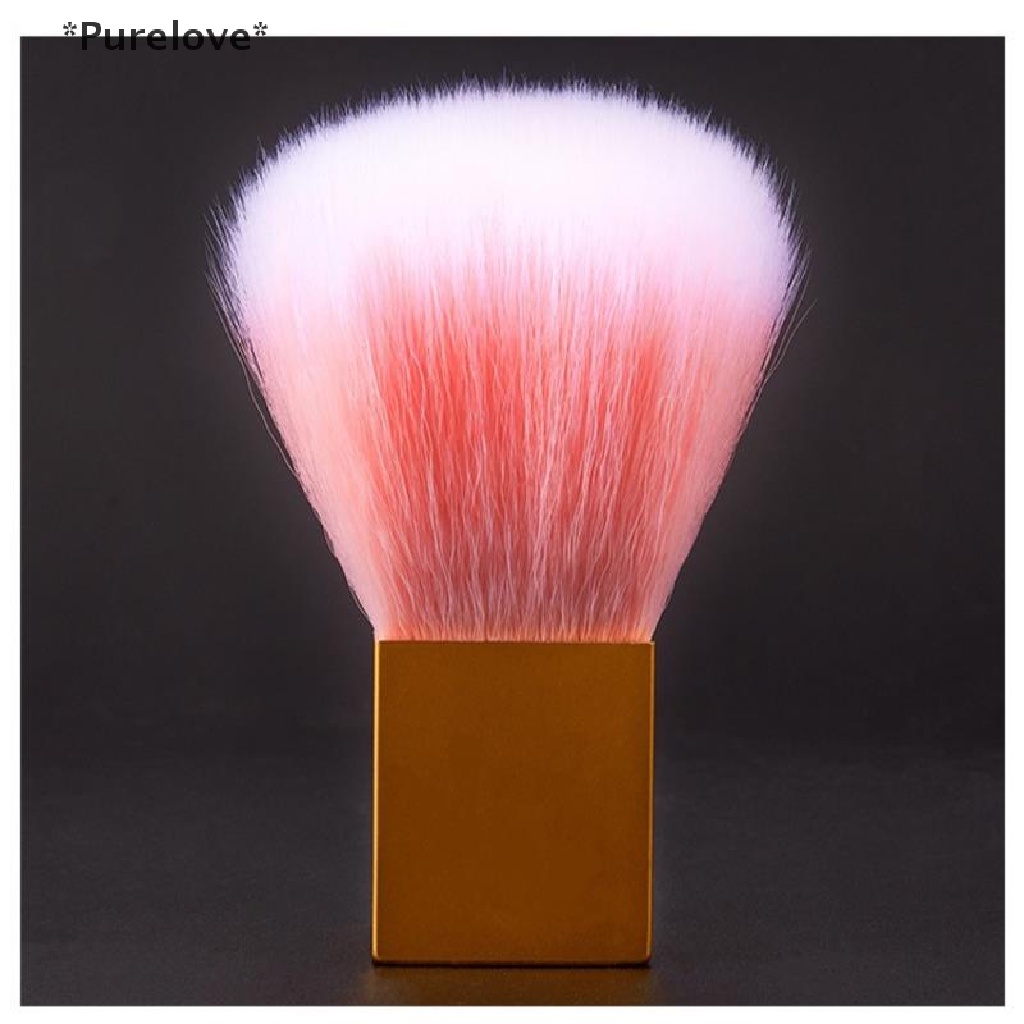 [[Purelove]] Nail Cleaning Dust Brush Square Gold Metal Handle Nail Art Care Manicure Pedicur [Hot Sell]