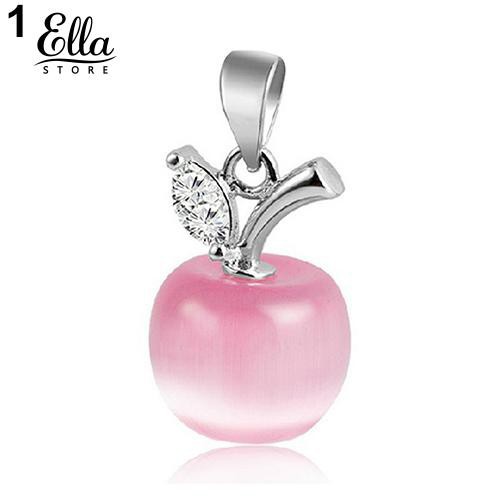 Ellastore Girl Apple Shape Faux Opal Zirconia Silver Plated Pendant for Necklace