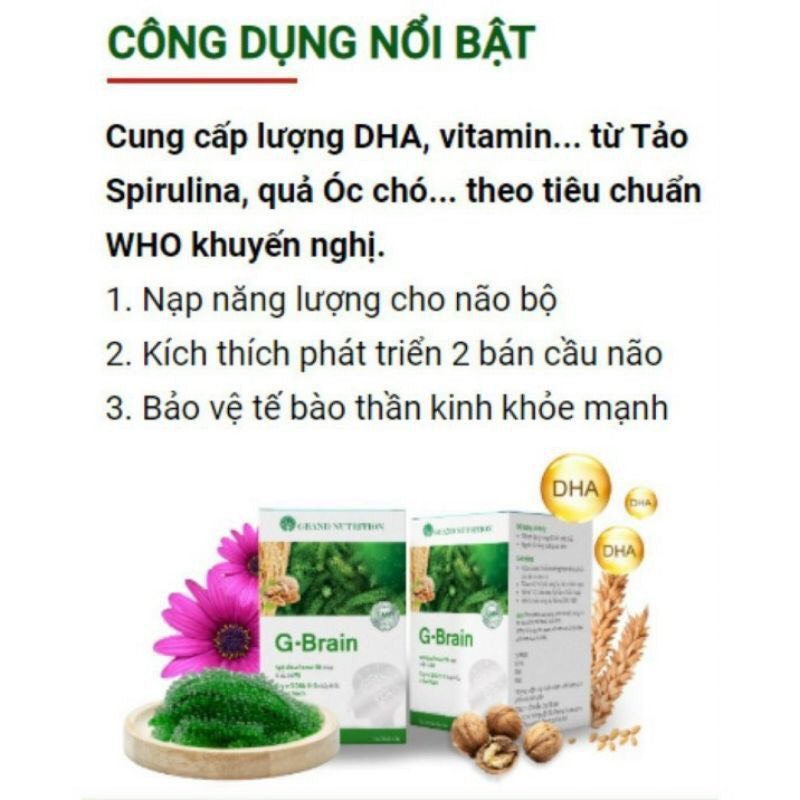 Cốm G Brain, DHA cho bé, Cốm trí não giúp bé thông minh hơn, tăng khả năng ghi nhớ, tập trung, G Brain Gold gấp 3 DHA