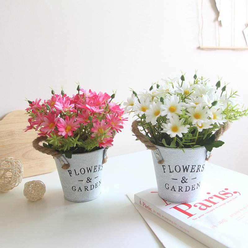 Hoa giả, chậu hoa bonsai giả trang trí bàn làm việc, phòng khách - Flower Garden (đủ màu lựa chọn)