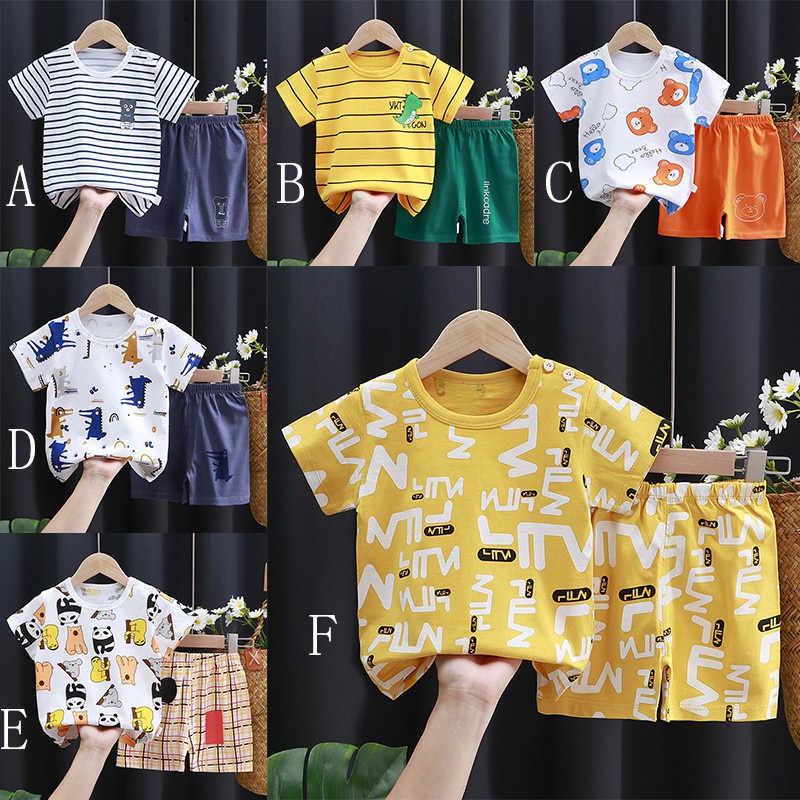 Bộ Áo Thun Ngắn Tay + Quần Short 100% Cotton Thoáng Khí Thời Trang Mùa Hè Hàn Quốc Dành Cho Bé
