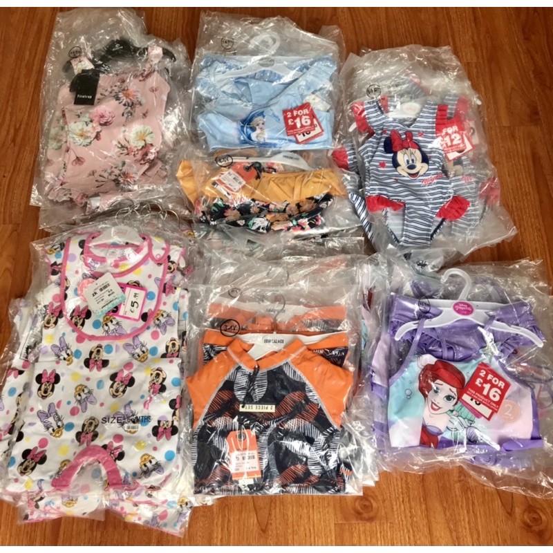 Set bộ bơi  cho bé gái màu tím yêu đẹp chuẩn auth săn sale Uk sz 3-4y, 4-5y