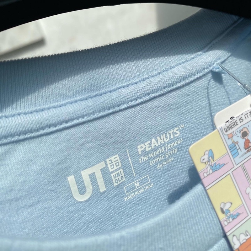 [Bao check chính hãng]Áo thun Uniqlo màu xanh baby Peanuts real