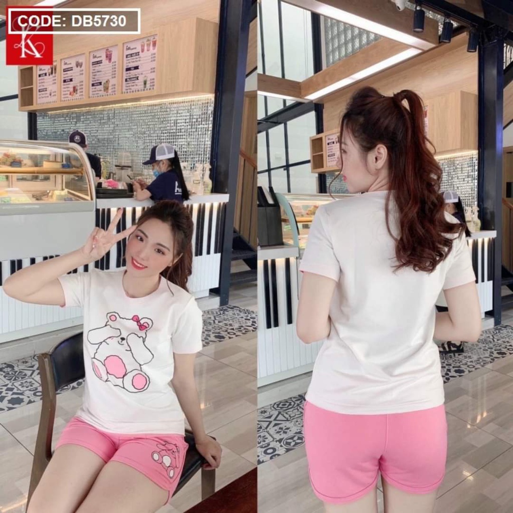 Đồ bộ nữ vải cotton ép hình dễ thương mềm mại thoáng mát không xù không chùn | BigBuy360 - bigbuy360.vn