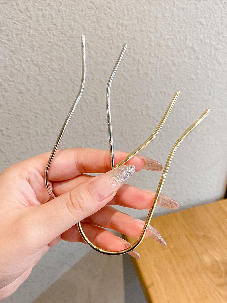 Kẹp Tóc Kim Loại Hình Chữ U Thiết Kế Đơn Giản Phong Cách Hàn Quốc