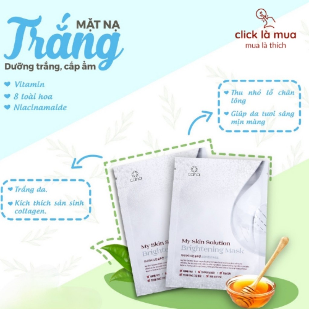 Mặt nạ dưỡng trắng cấp ẩm dịu da Hàn Quốc Cana My Skin Solution da dầu mụn da khô da hỗn hợp lão hoá, nhạy cảm 25g