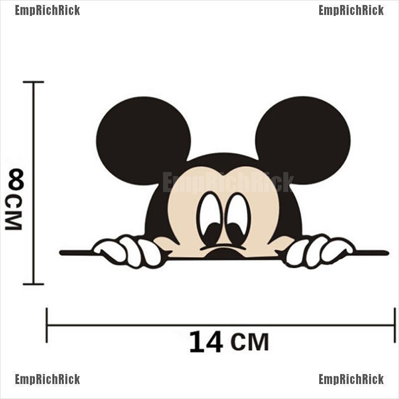 1 Sticker Dán Kính Chiếu Hậu Hình Chuột Mickey Dễ Thương Kích Thước 14x8cm