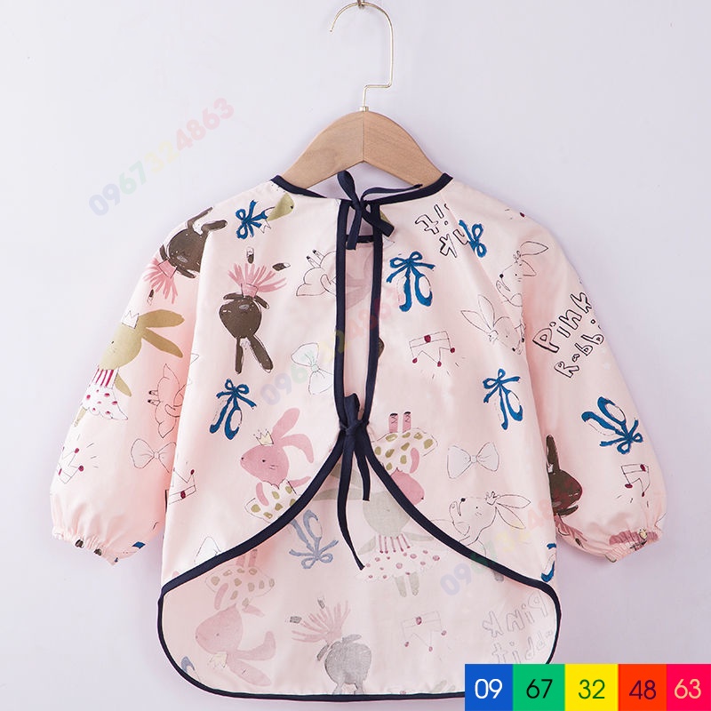 Áo yếm ăn dặm XUẤT NHẬT DÀI TAY CÓ MÁNG chống thấm cho bé