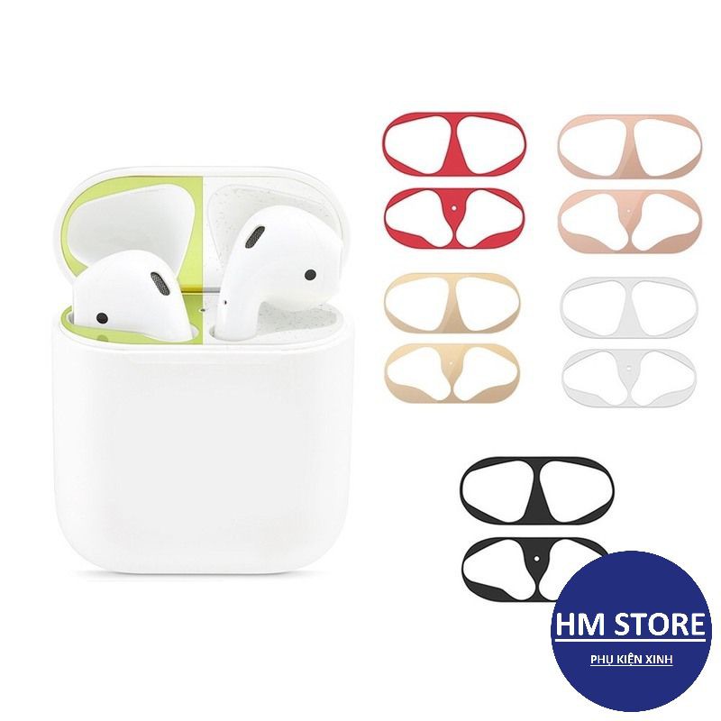 Miếng dán bảo vệ bằng kim loại mạ vàng siêu mỏng chống bụi cho tai nghe AirPods 1, 2 và Pro