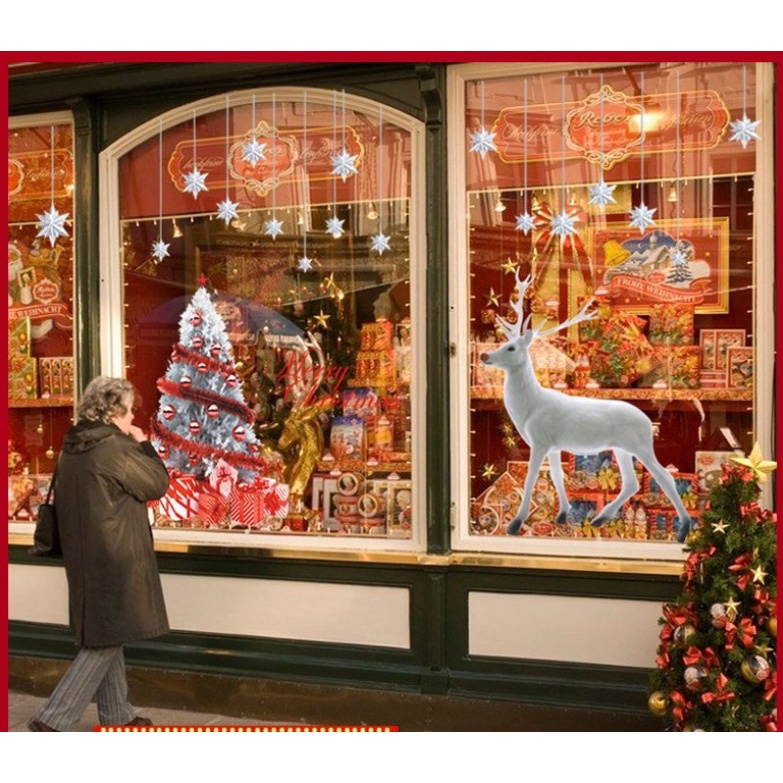 Decal trang trí Noel Hít Tĩnh Điện - Rèm sao phối nai bạc cao cấp