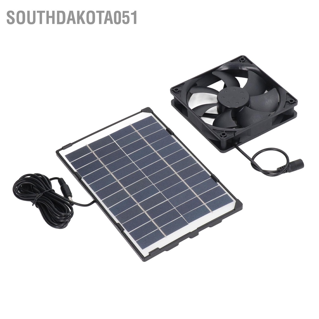 Southdakota051 Quạt bảng điều khiển năng lượng mặt trời Mini di động Polysilicon cho thú cưng thông gió với để cắm trại 6W 12V