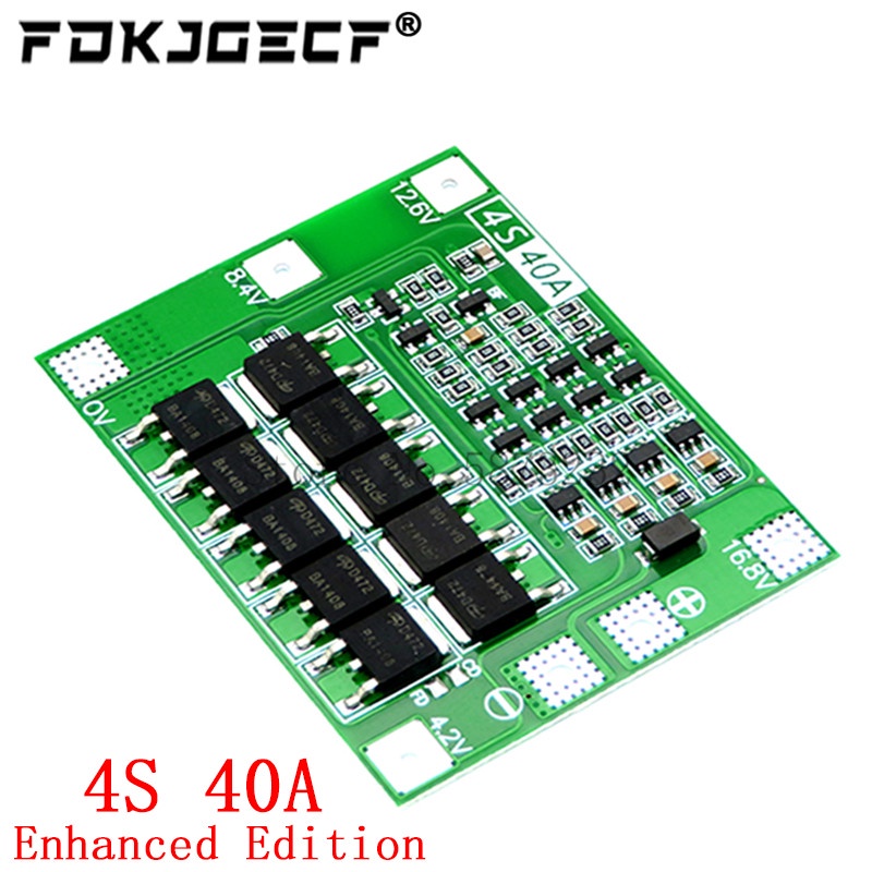 Bảng Mạch Sạc Pin Li-ion 18650 4S 40A PCB BMS Cân Bằng Cho Mô Đun Di Động 14.8V 16.8V Lipo