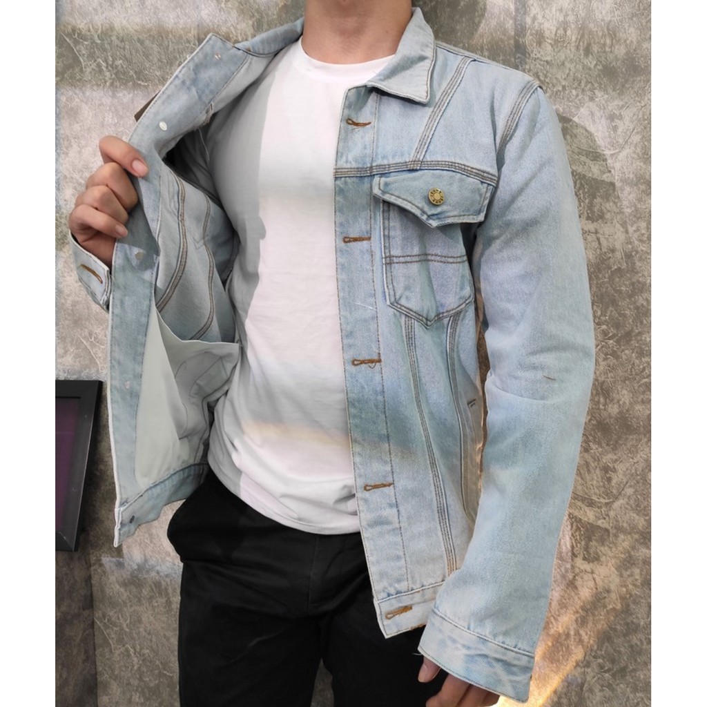 Áo khoác jean nam nữ unisex fome xịn (đen - xanh ) chất jean dày dặn DLK0-97