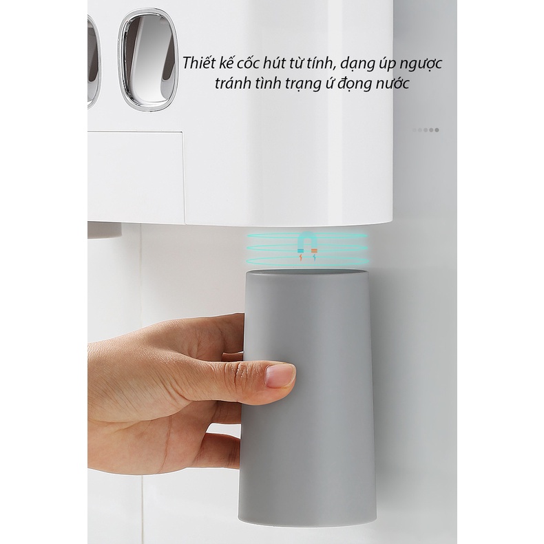 Bộ Nhả Kem Đánh Răng ECOCO E1802 - Kiêm Đựng Bàn Chải - Kèm 4 Cốc - Giao Màu Ngẫu Nhiên - Hàng Cao Cấp