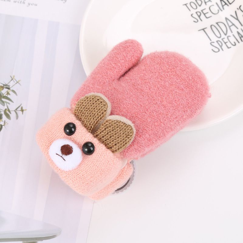 Găng Tay Vải Bông Dày Mềm Mại Giữ Ấm Mùa Đông Họa Tiết Động Vật Hoạt Hình Cho