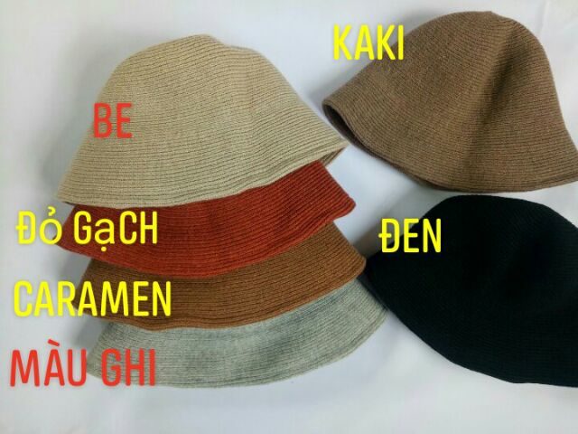 Mũ len bucket dệt kim phong cách Hàn Quốc NoBrandFemaleWool