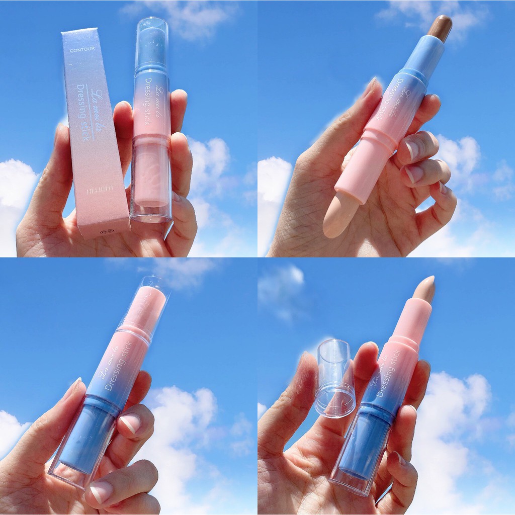 🌈☁🍓 Bút Tạo Khối, Che Khuyết Điểm 2 Đầu Lameila Dressing Stick No.1010 Vỏ Xanh Hồng Siu Hot - Y372-B5T2 | BigBuy360 - bigbuy360.vn