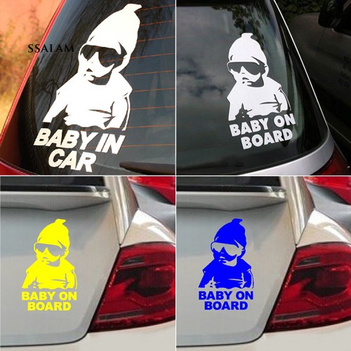 Sticker Phản Quang Dán Tường Hình Baby On Board Car