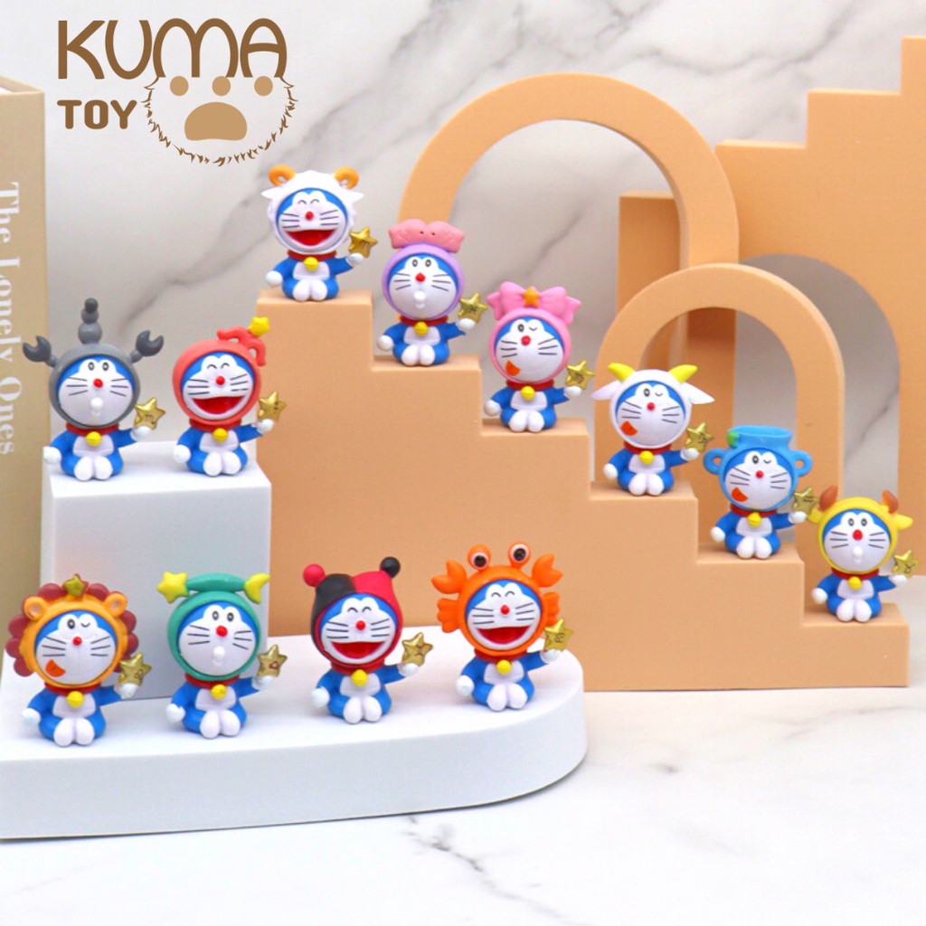 Mô hình Doraemon Doremon 12 cung hoàng đạo cực dễ thương trang trí bàn học, tủ sách, bàn làm việc
