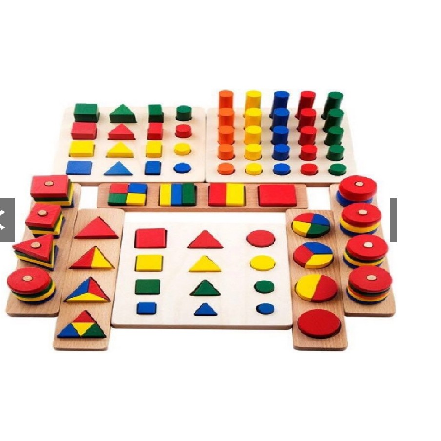 Bộ Giáo Cụ Montessori 8 Món - Giúp Bé Phát Triển Trí Tuệ về Hình Học, Toán Học