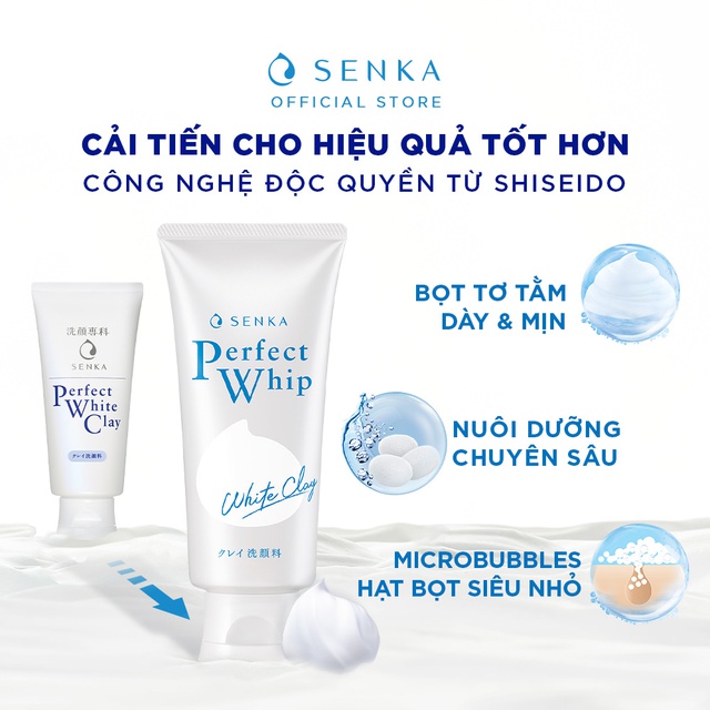 Sữa rửa mặt tạo bọt chiết xuất đất sét trắng Senka Perfect White Clay 120g