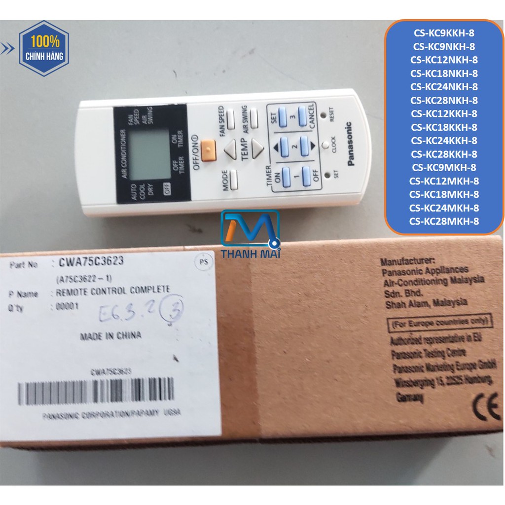 [REMOTE CHÍNH HÃNG] Điều Khiển Máy lạnh Panasonic CS-KC9KKH-8//KC9NKH-8//KC12NKH-8//KC18NKH-8//KC24NKH-8//KC28NKH-8