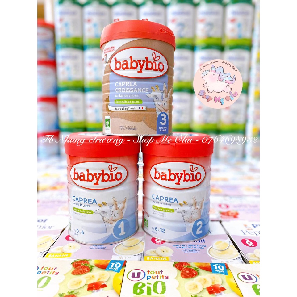 [MẪU MỚI-HÀNG AIR] Sữa Babybio dê nguyên kem hữu cơ số 1, 2, 3 - Hộp 800g