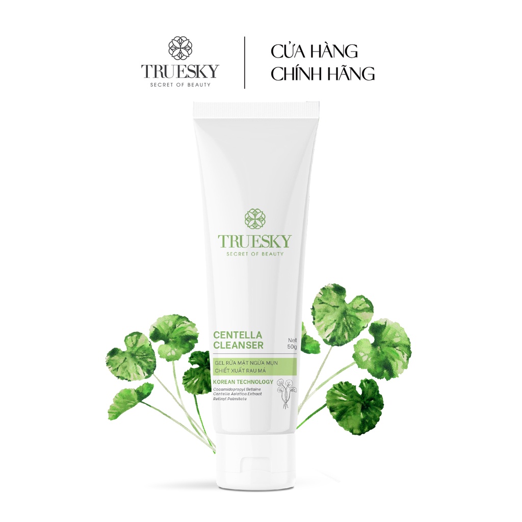 Gel rửa mặt ngăn ngừa mụn Truesky Centella Cleanser chiết xuất rau má 50g