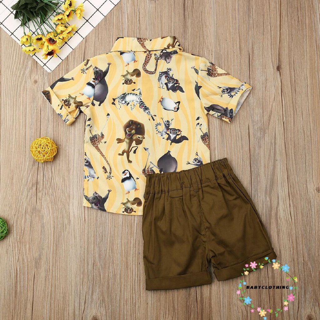 Set thời trang áo+quần in hình động vật đáng yêu xinh xắn cho bé