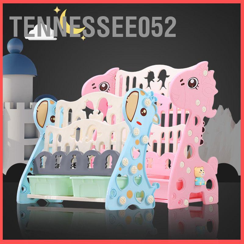 [Hàng Sẵn] Kệ sách trẻ em bằng nhựa Hoạt hình dễ thương kèm khay đựng đồ chơi đa năng【Tennessee052】