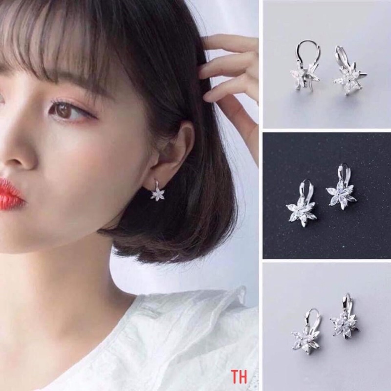Bông tai nữ hoa tuyết THJ xinh xắn - Chuẩn bạc ta