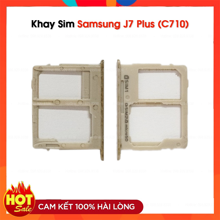 Khay Sim Samsung Galaxy J7 Plus / C710F Zin Bóc Máy Màu Vàng