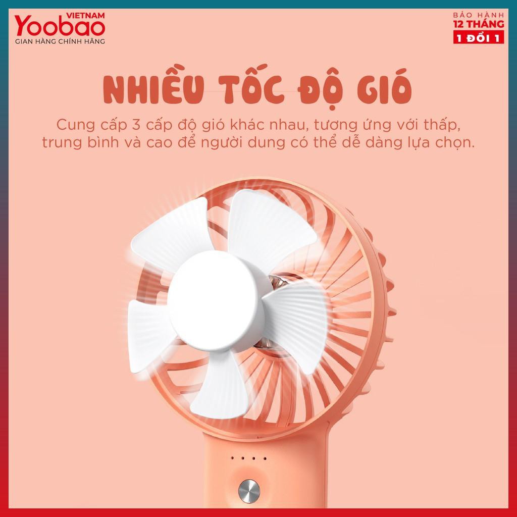 Quạt Mini - Quạt sạc mini để bàn làm việc YOOBAO F3 3 cấp độ gió, thiết kế nhỏ gọn, chống trơn trượt: Bảo hành 12 tháng