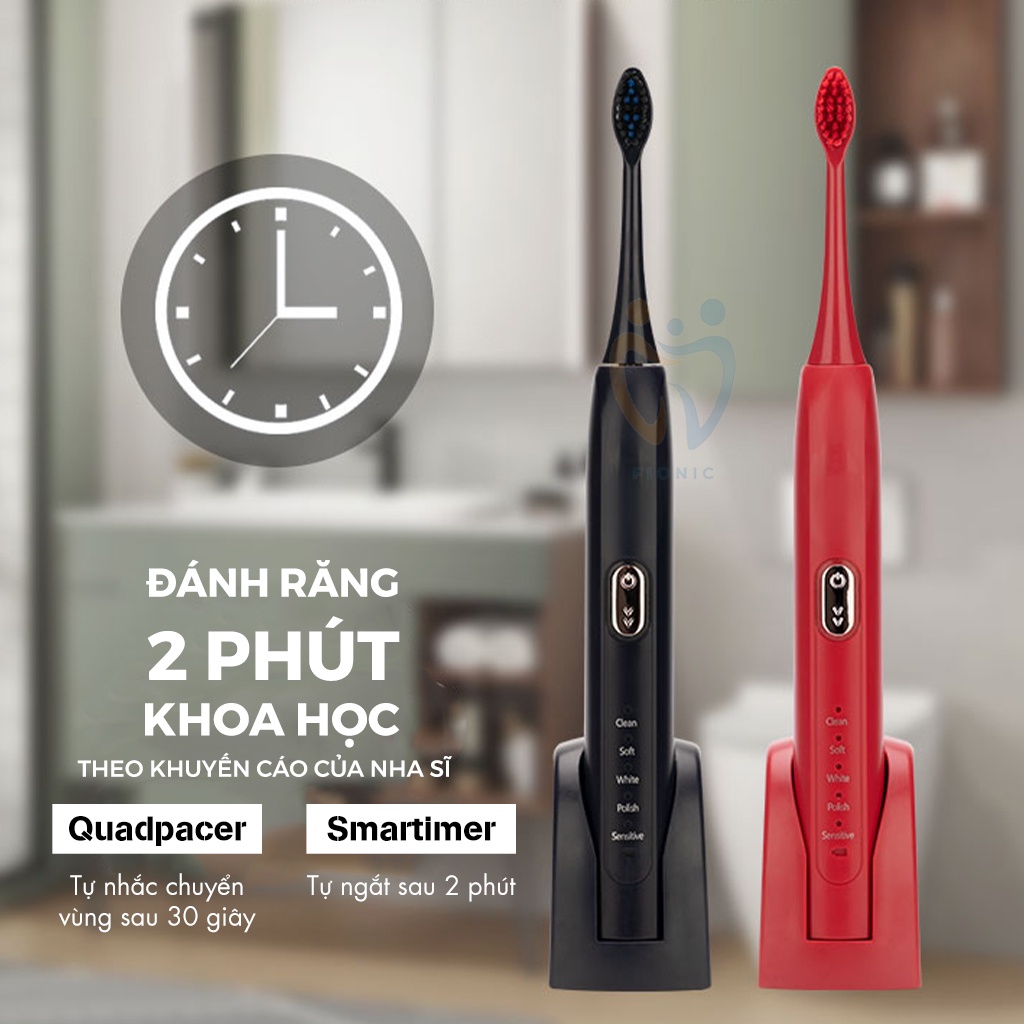 Bàn Chải Đánh Răng Điện Lông Mềm Máy Tự Động Sonic X7 FIONIC ET02 Loại Bỏ Cao Răng, Mảng Bám, Phiên bản Giới Hạn