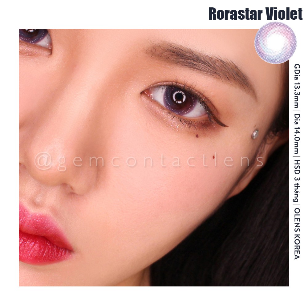 Lens Áp Tròng Tím Galaxy RORASTAR VIOLET - Nội Địa Hàn OLENS - 3 Tháng Chất Liệu Cao Cấp Phù Hợp Mắt Nhạy Cảm