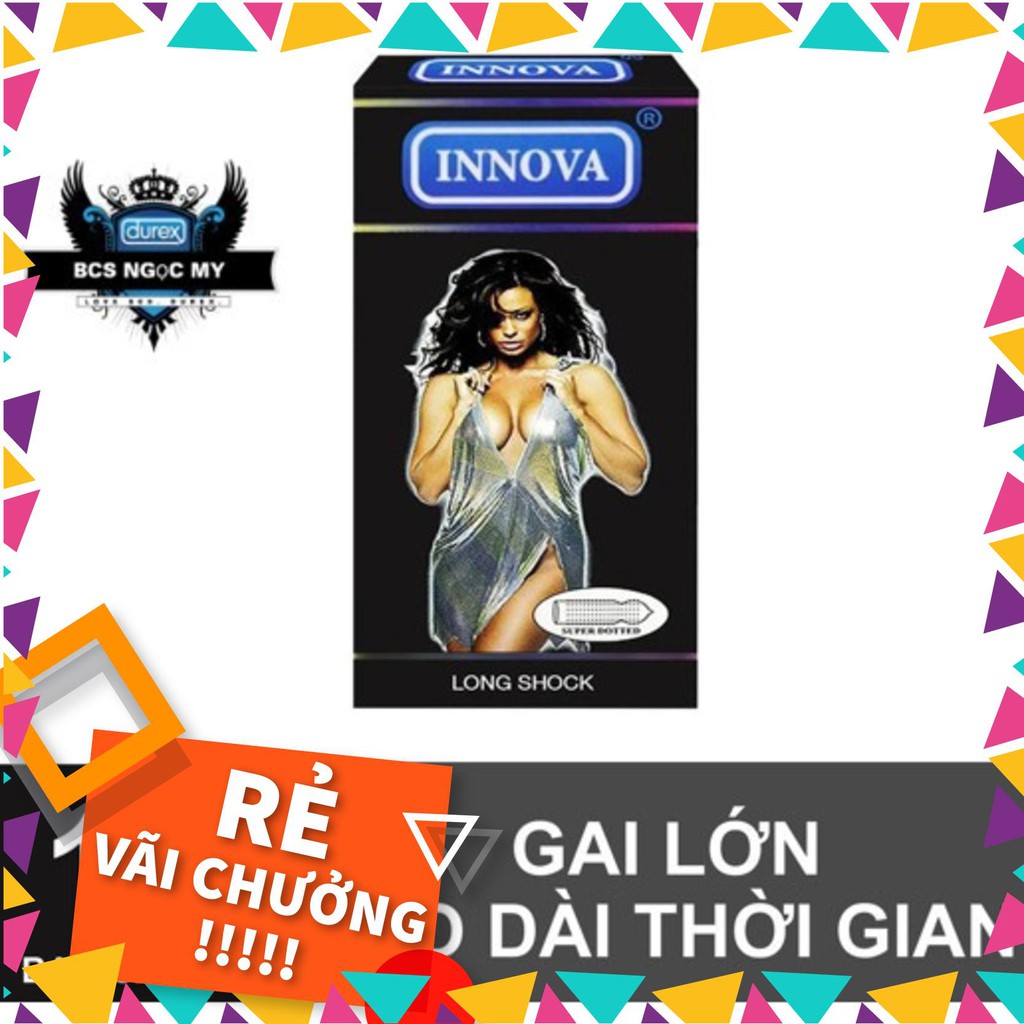 Bao cao su Innova Đen , Gai Lớn, Kéo Dài Thời Gian, hộp 12 cái