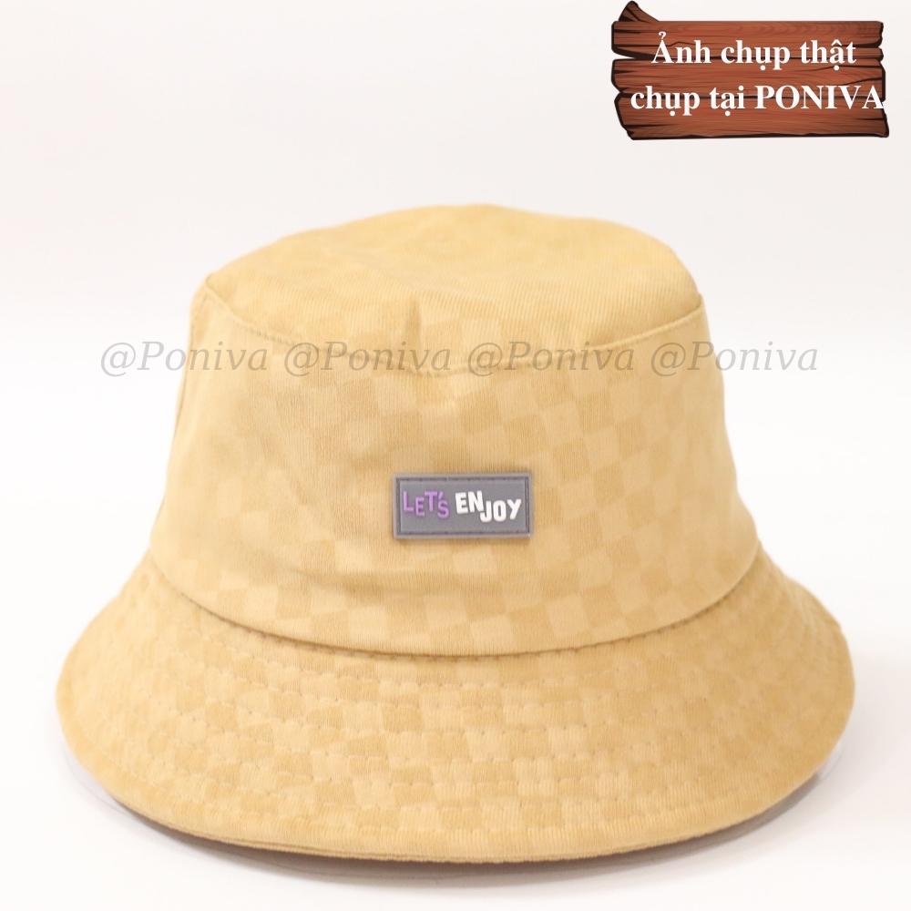 Mũ bucket ❤️ Nón tai bèo vành cụp  phối tem cao su Let'enjoy chất nhung caro Ulzzang Thời trang PONIVA siêu hot