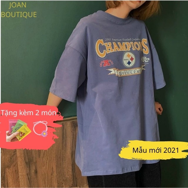 [Mã FAMAYWA giảm 10K đơn 50K] [Video Thật] Áo phông tay lỡ nữ nam, thun unisex form rộng Champions mềm mịn mát