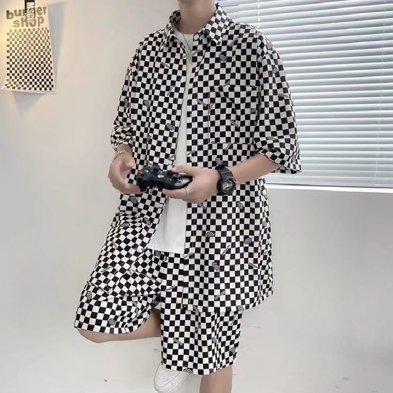 Áo Sơ Mi Tay Ngắn Dáng Rộng In Họa Tiết Thời Trang Mùa Hè Cho Nam size M-3XL